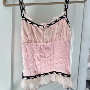 Vintage Y2K bebe pink ribbon top